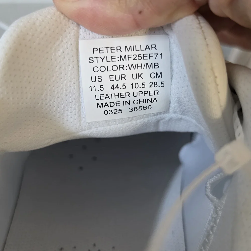 Peter Millar Mens Crown Sport Drift White Leather Hybrid Course Shoe Sz 11.5 NEW